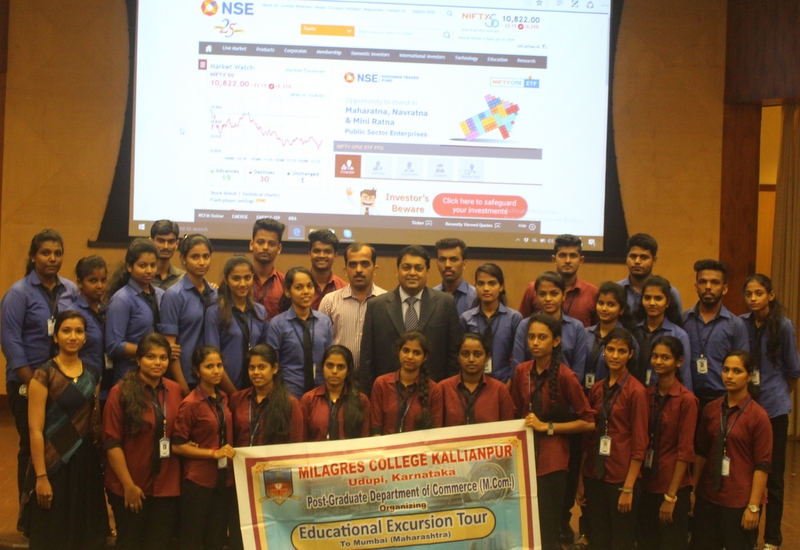 PG Studies and Research in Commerce students of Milagres study tour at BSE in Mumbai